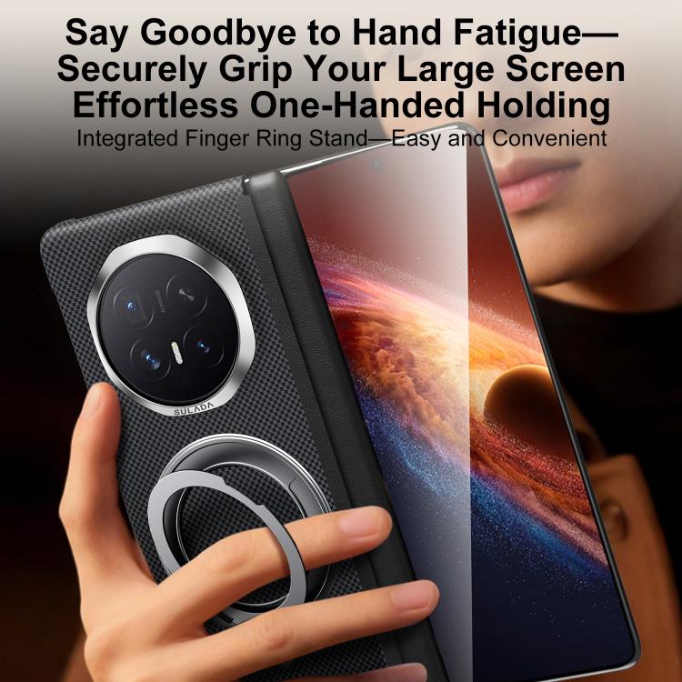 For Honor Magic V6 SULADA Kevlar Grid Patterned Skin Feel Rotation Magnetic Holder Phone Case
