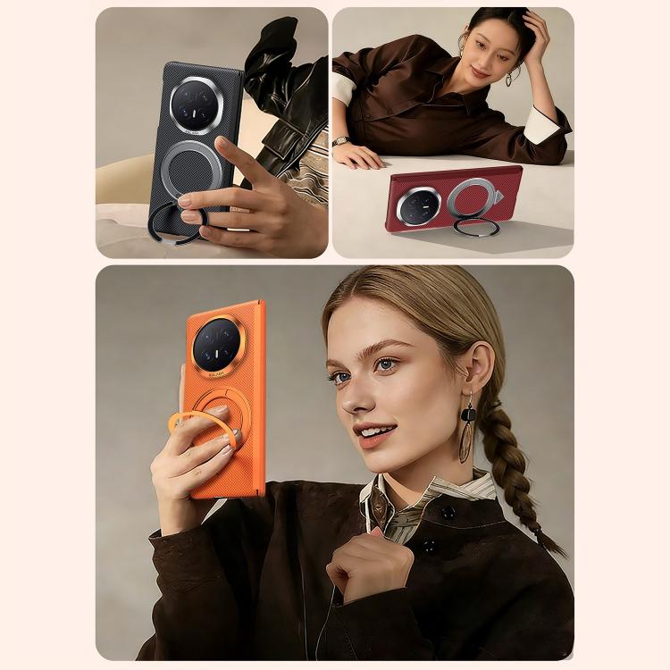 For Honor Magic V6 SULADA Kevlar Grid Patterned Skin Feel Rotation Magnetic Holder Phone Case