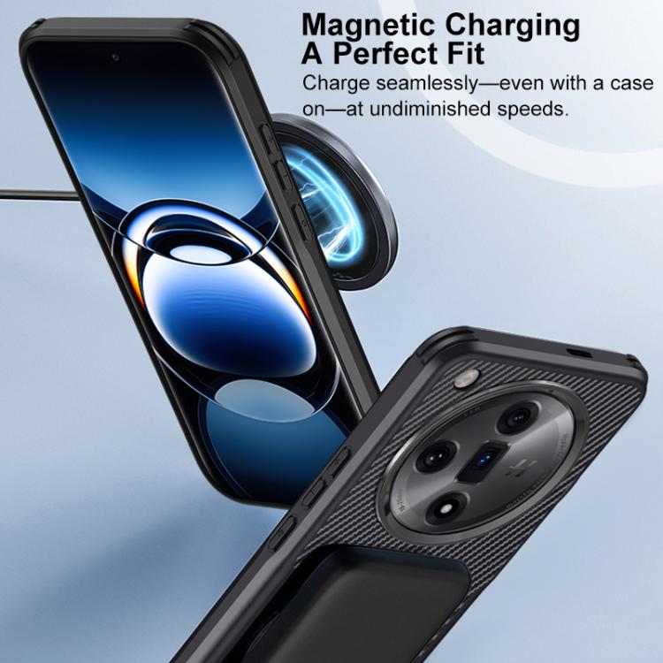 For OPPO Find X7 Blade-Style Carbon Fiber Texture Magnetic Skin-Feel Phone Case