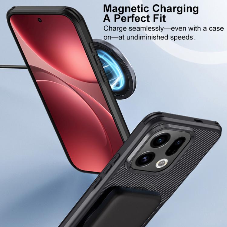 For OPPO Find X9 Pro Blade-Style Carbon Fiber Texture Magnetic Skin-Feel Phone Case