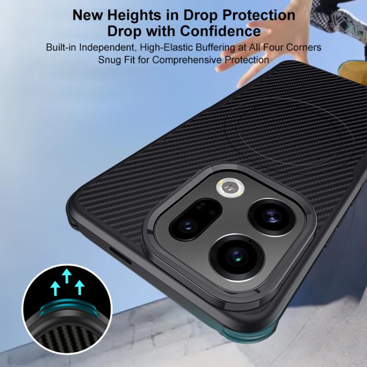 For OPPO Find X9 Pro Blade-Style Carbon Fiber Texture Magnetic Skin-Feel Phone Case