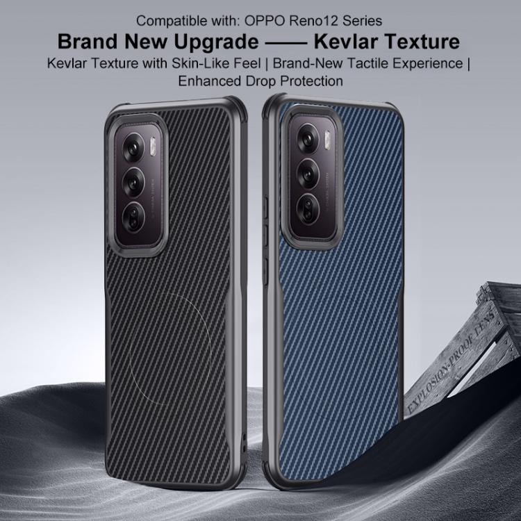 For OPPO Reno12 Global Blade-Style Carbon Fiber Texture Magnetic Skin-Feel Phone Case