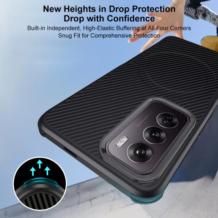 For OPPO Reno12 Global Blade-Style Carbon Fiber Texture Magnetic Skin-Feel Phone Case