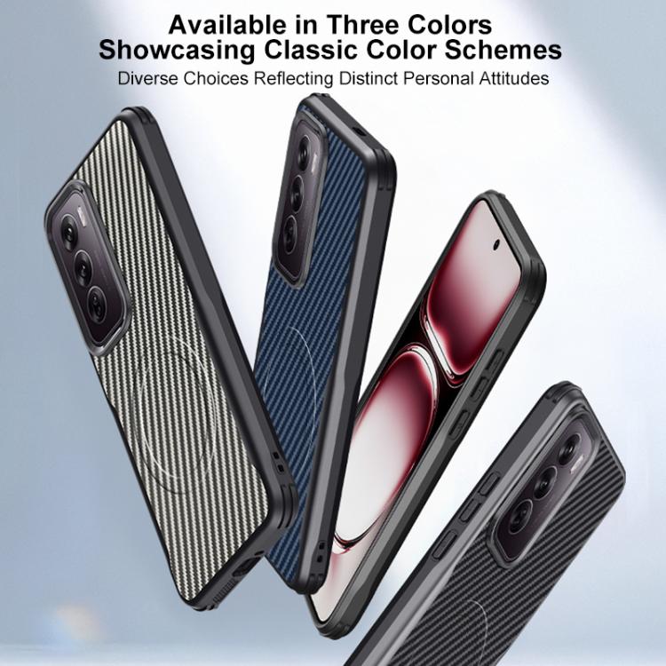 For OPPO Reno12 Pro Global Blade-Style Carbon Fiber Texture Magnetic Skin-Feel Phone Case