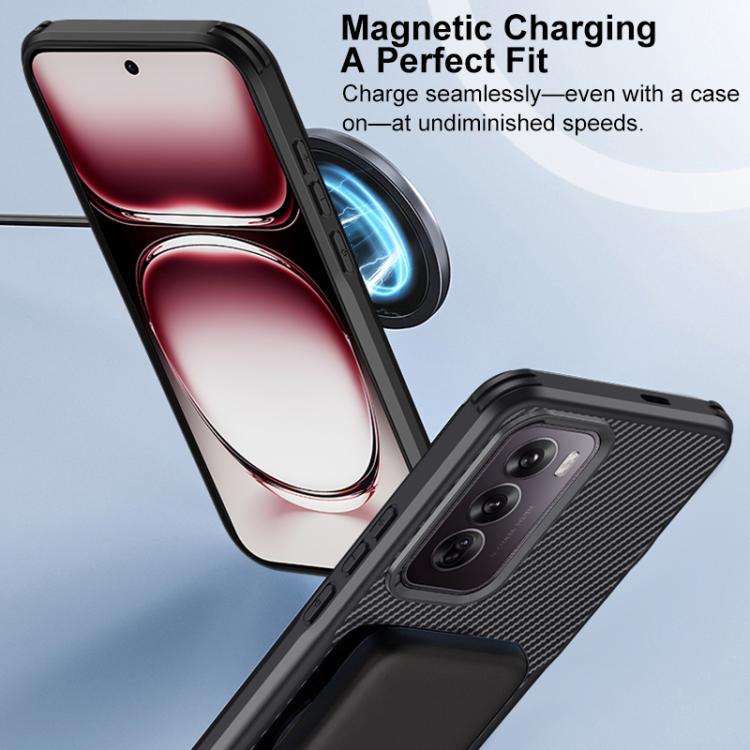 For OPPO Reno12 Pro Global Blade-Style Carbon Fiber Texture Magnetic Skin-Feel Phone Case