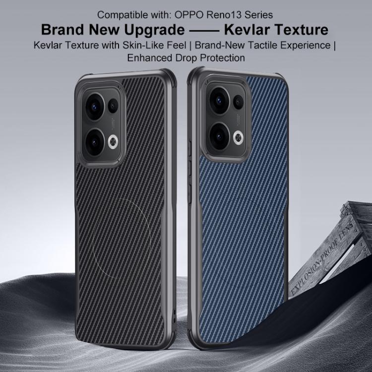 For OPPO Reno13 Global Blade-Style Carbon Fiber Texture Magnetic Skin-Feel Phone Case