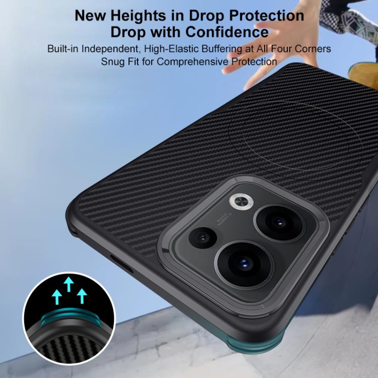 For OPPO Reno13 Global Blade-Style Carbon Fiber Texture Magnetic Skin-Feel Phone Case