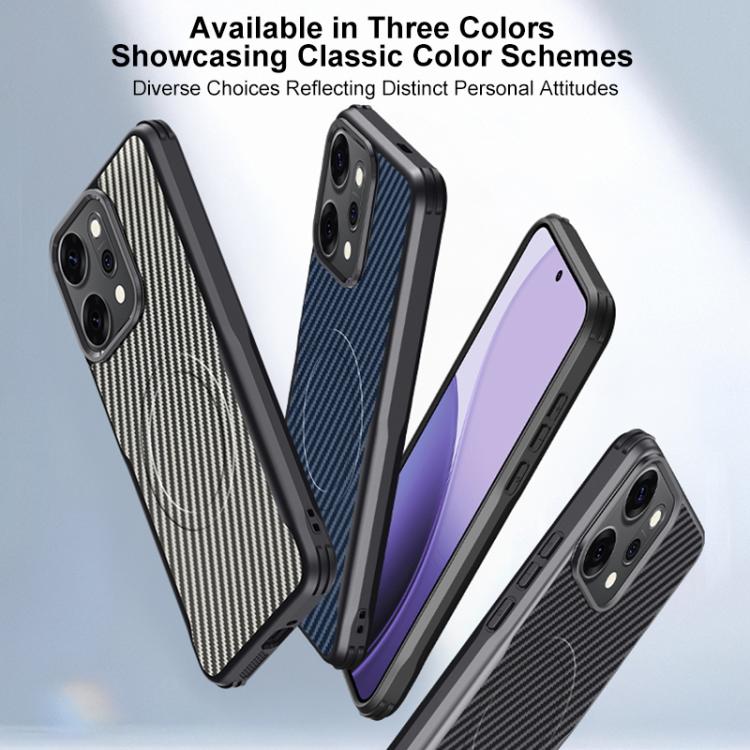 For OPPO Reno14 Global Blade-Style Carbon Fiber Texture Magnetic Skin-Feel Phone Case
