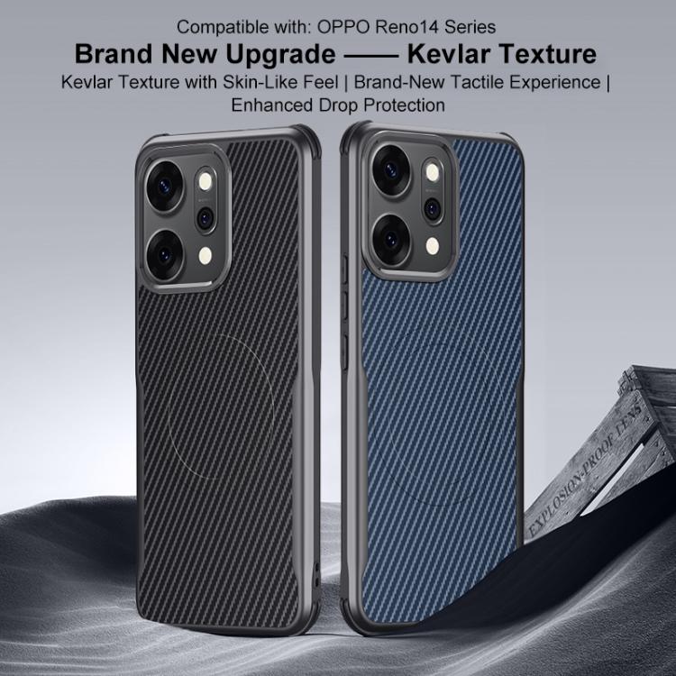 For OPPO Reno14 Global Blade-Style Carbon Fiber Texture Magnetic Skin-Feel Phone Case