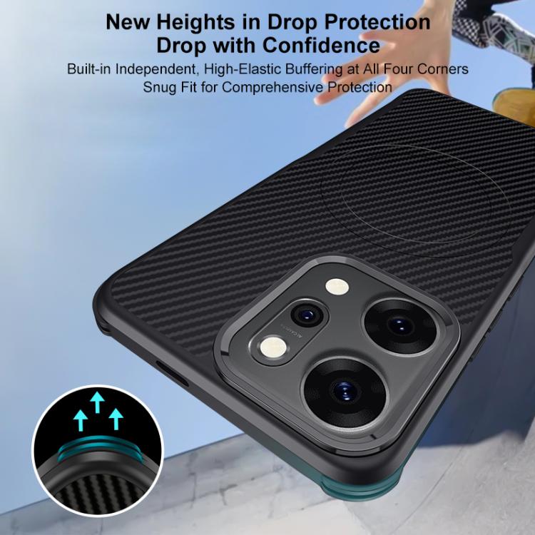 For OPPO Reno14 Global Blade-Style Carbon Fiber Texture Magnetic Skin-Feel Phone Case