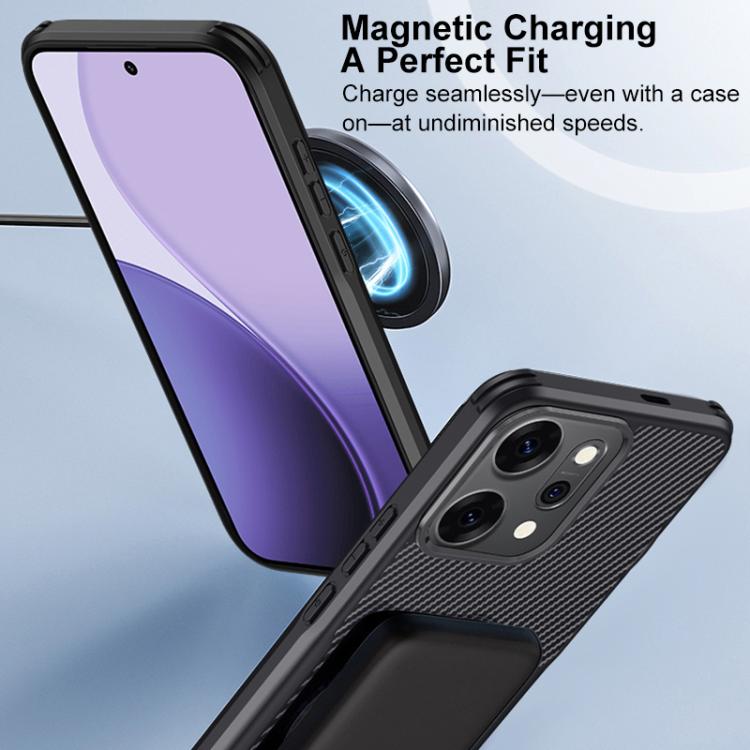 For OPPO Reno14 Global Blade-Style Carbon Fiber Texture Magnetic Skin-Feel Phone Case