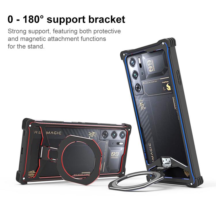 For ZTE nubia RedMagic 10 Pro / 10S Pro Metal Frame Cooling Hollow Magnetic Holder Phone Case