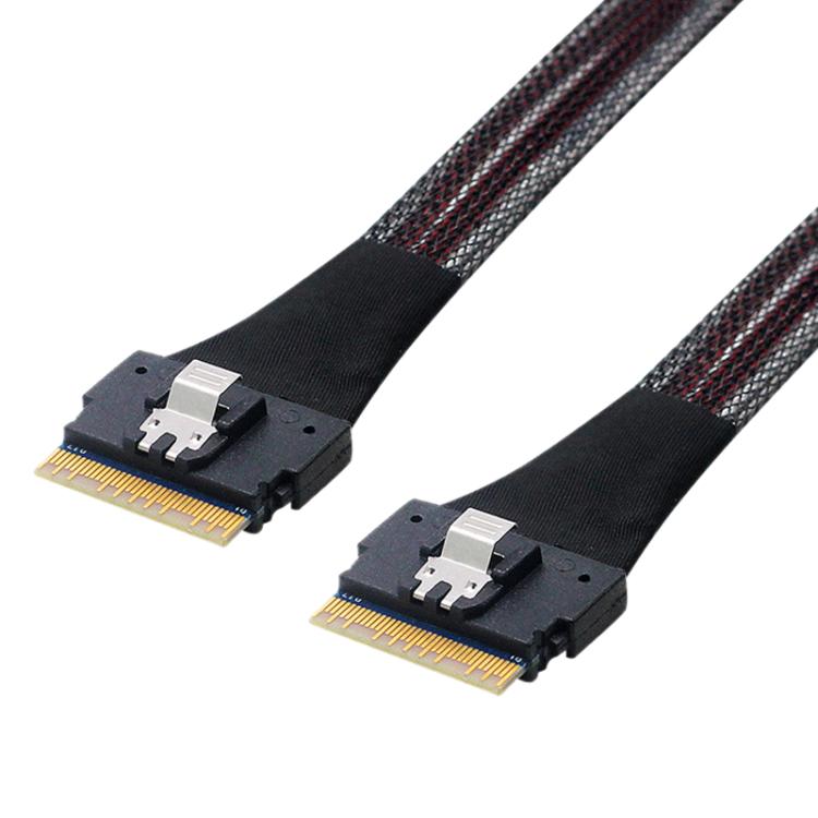 WG183 SlimeSAS SFF-8654 8i to SFF-8654 8i High Speed Hard Drive Server Data Transfer Cable, Length:0.5m - Black