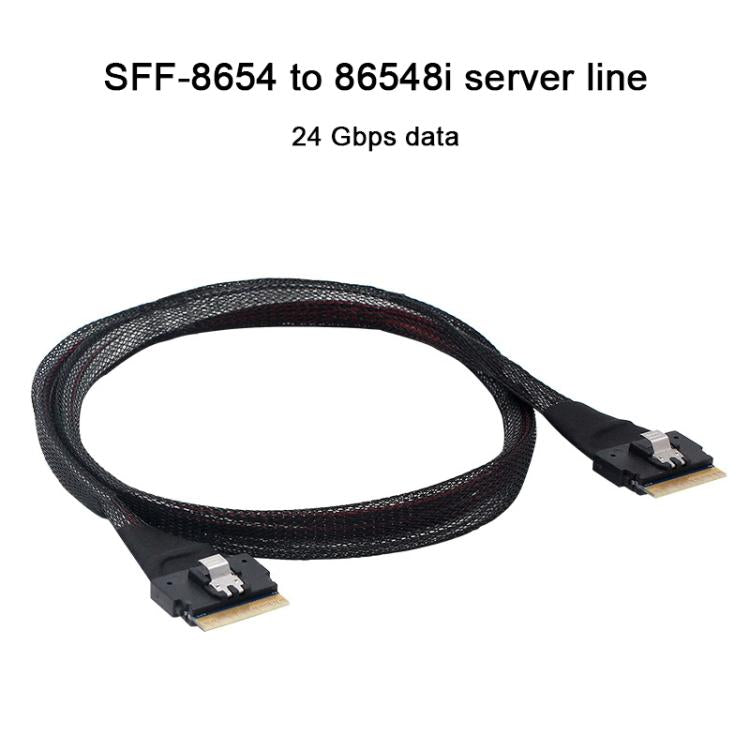 WG183 SlimeSAS SFF-8654 8i to SFF-8654 8i High Speed Hard Drive Server Data Transfer Cable, Length:0.5m - Black