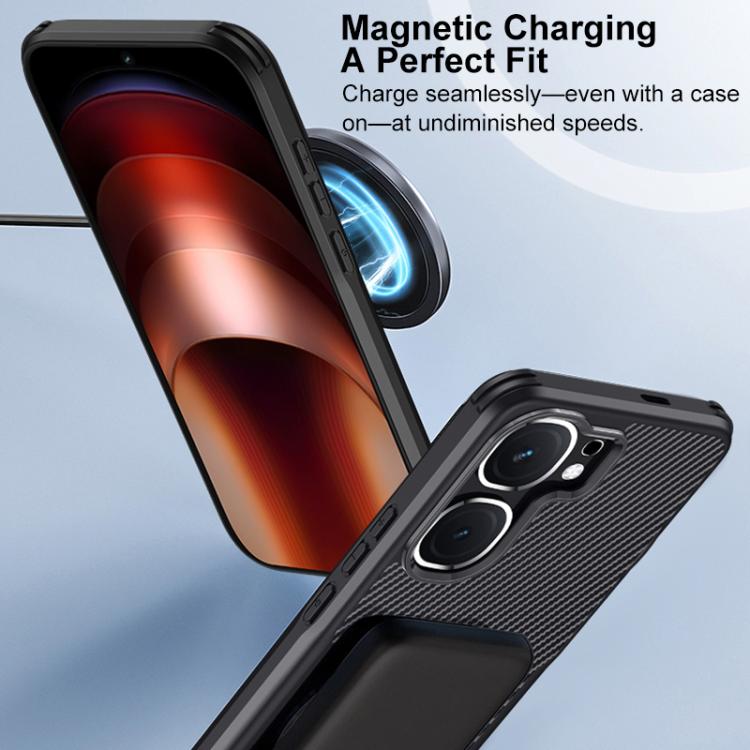 For vivo iQOO Neo9 Blade-Style Carbon Fiber Texture Magnetic Skin-Feel Phone Case
