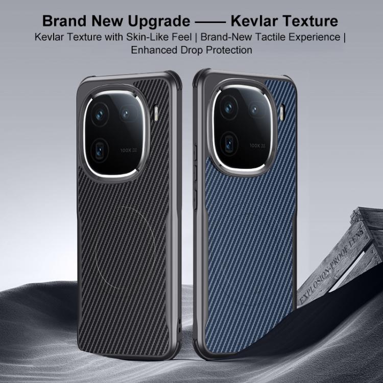 For vivo iQOO 12 Blade-Style Carbon Fiber Texture Magnetic Skin-Feel Phone Case