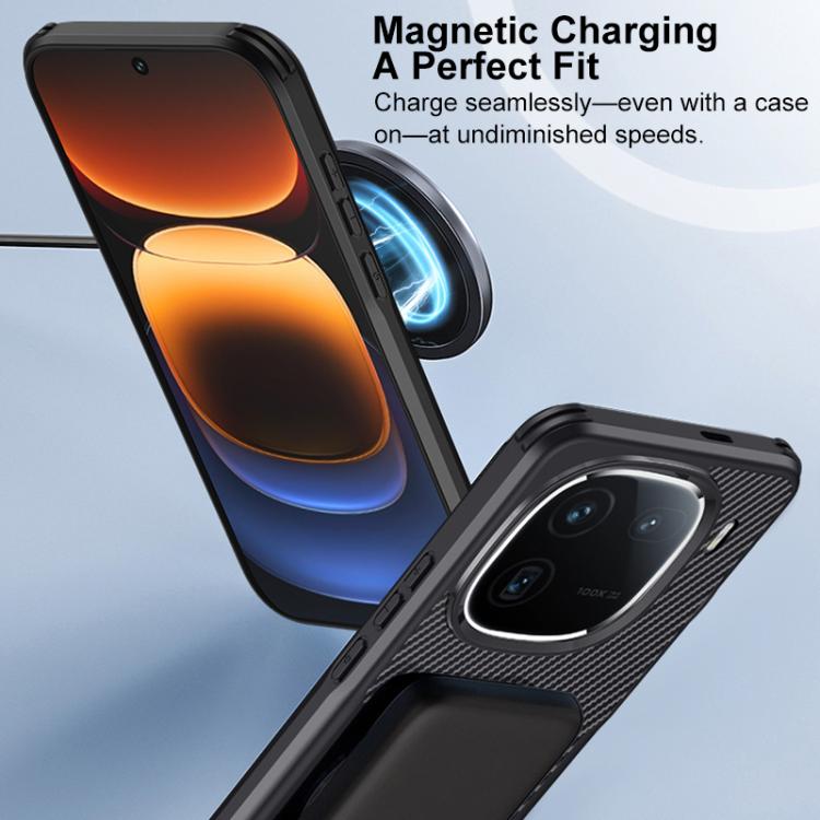 For vivo iQOO 12 Blade-Style Carbon Fiber Texture Magnetic Skin-Feel Phone Case