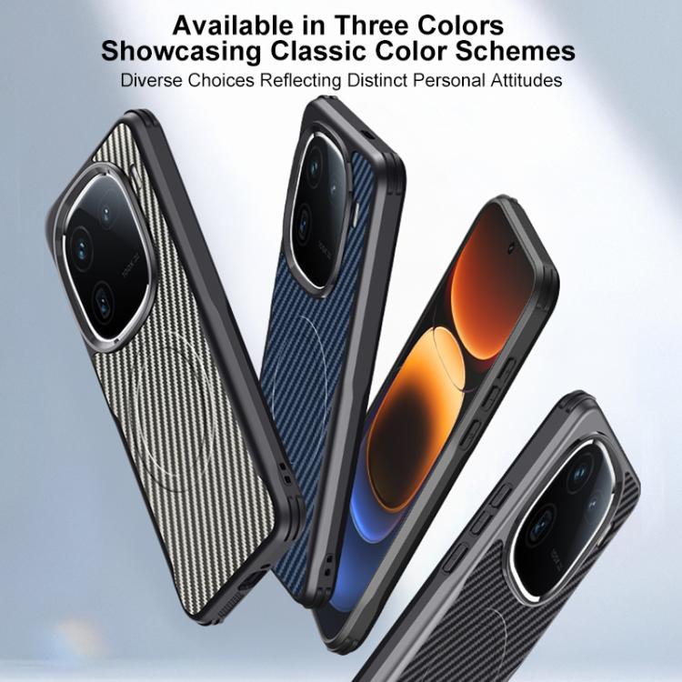 For vivo iQOO 12 Blade-Style Carbon Fiber Texture Magnetic Skin-Feel Phone Case