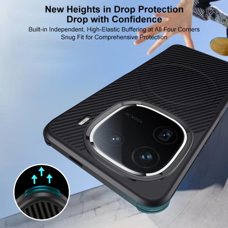For vivo iQOO 12 Blade-Style Carbon Fiber Texture Magnetic Skin-Feel Phone Case