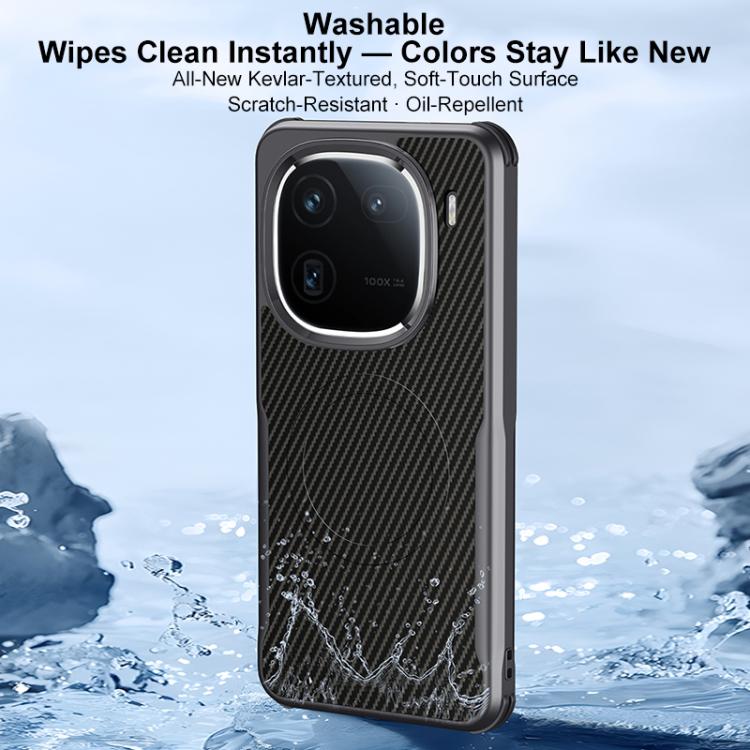 For vivo iQOO 12 Blade-Style Carbon Fiber Texture Magnetic Skin-Feel Phone Case
