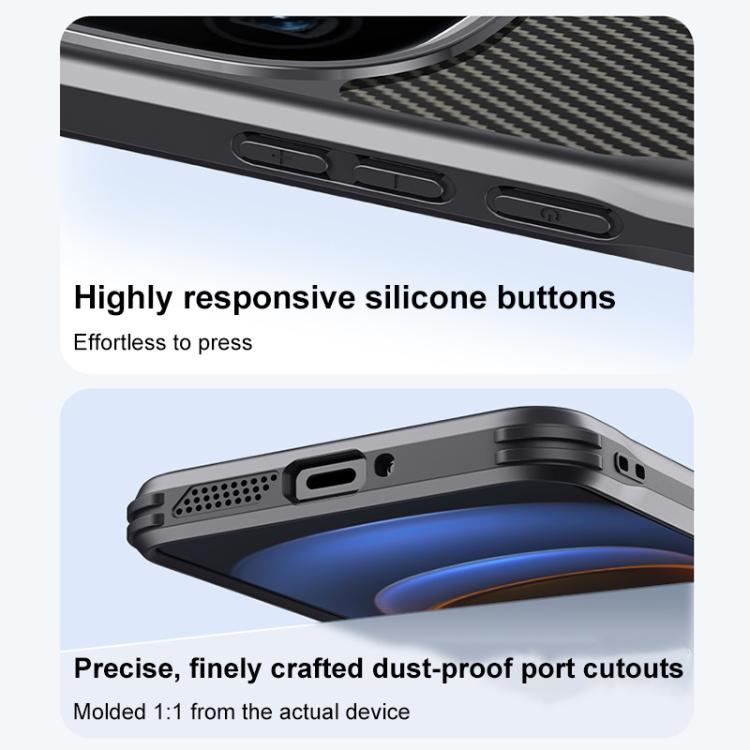 For vivo iQOO 12 Blade-Style Carbon Fiber Texture Magnetic Skin-Feel Phone Case