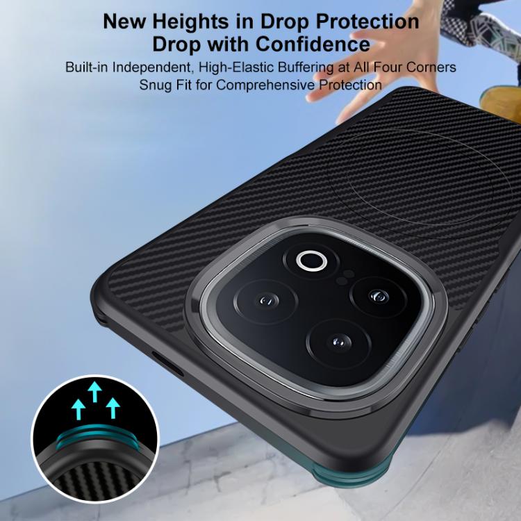 For vivo iQOO 13 Blade-Style Carbon Fiber Texture Magnetic Skin-Feel Phone Case