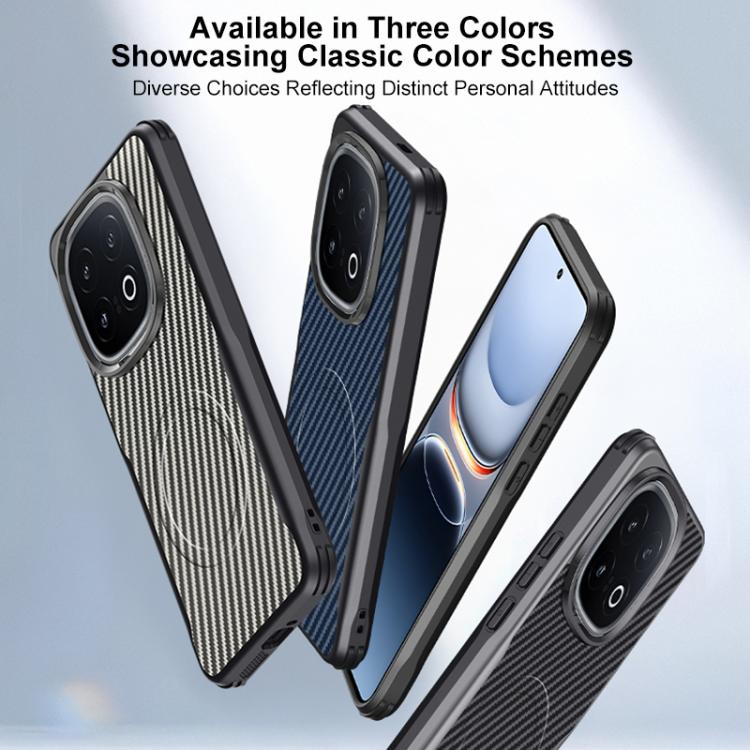 For vivo iQOO 13 Blade-Style Carbon Fiber Texture Magnetic Skin-Feel Phone Case