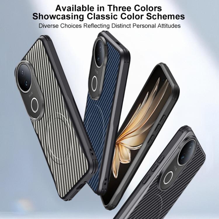 For vivo S20 Blade-Style Carbon Fiber Texture Magnetic Skin-Feel Phone Case