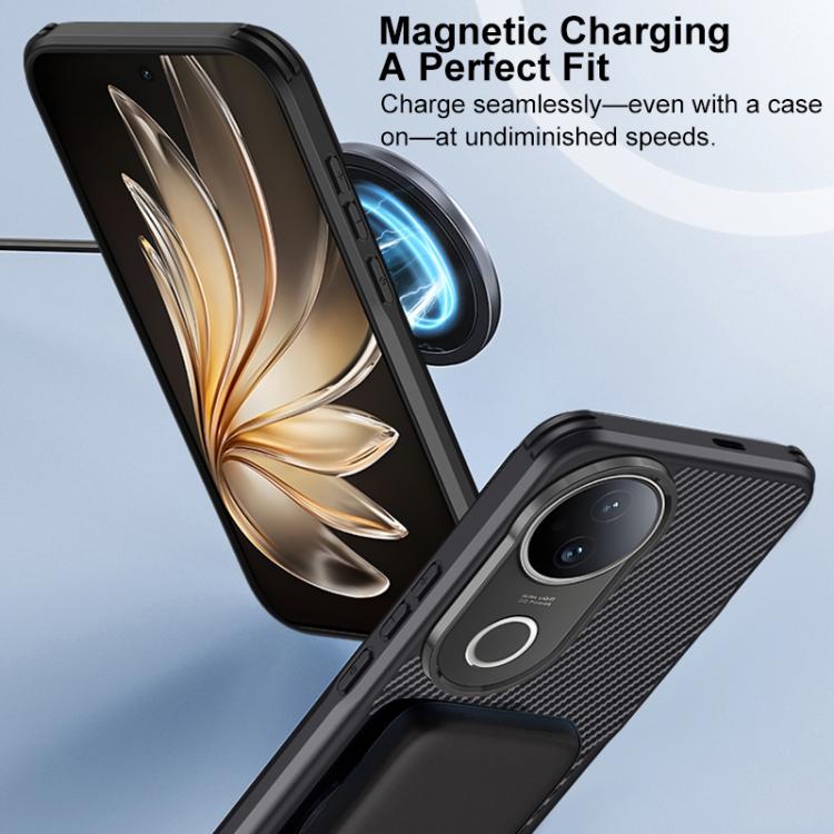 For vivo S20 Blade-Style Carbon Fiber Texture Magnetic Skin-Feel Phone Case