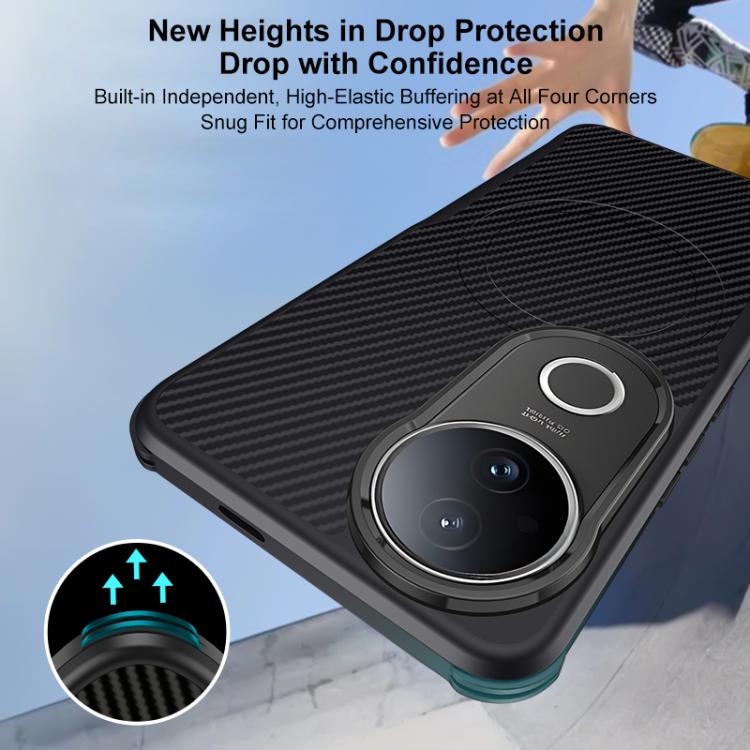 For vivo S20 Pro Blade-Style Carbon Fiber Texture Magnetic Skin-Feel Phone Case