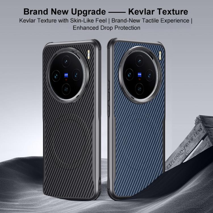 For vivo X100s Blade-Style Carbon Fiber Texture Magnetic Skin-Feel Phone Case