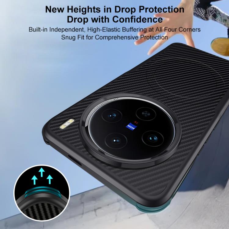 For vivo X100s Pro Blade-Style Carbon Fiber Texture Magnetic Skin-Feel Phone Case