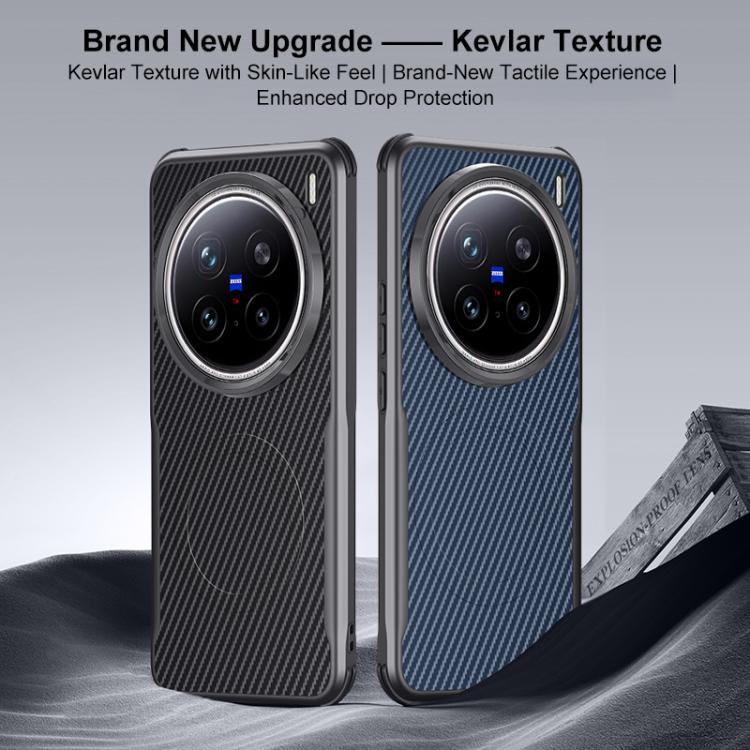For vivo X200 Blade-Style Carbon Fiber Texture Magnetic Skin-Feel Phone Case