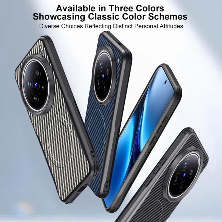 For vivo X200 Pro Blade-Style Carbon Fiber Texture Magnetic Skin-Feel Phone Case