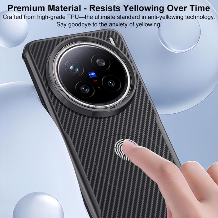 For vivo X200 Pro Blade-Style Carbon Fiber Texture Magnetic Skin-Feel Phone Case
