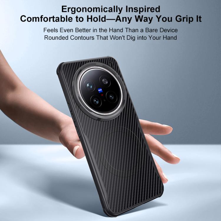 For vivo X200 Pro mini Blade-Style Carbon Fiber Texture Magnetic Skin-Feel Phone Case