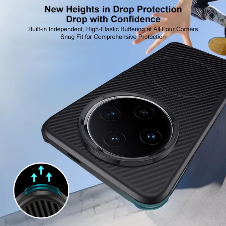 For vivo Y300 Pro Blade-Style Carbon Fiber Texture Magnetic Skin-Feel Phone Case