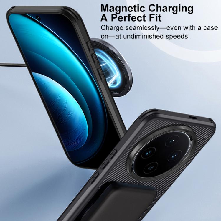 For vivo Y300 Pro Blade-Style Carbon Fiber Texture Magnetic Skin-Feel Phone Case