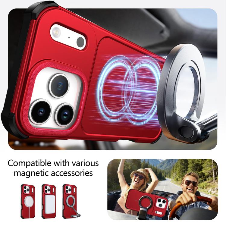 For iPhone 16 Plus Solid Color 2 in 1 Magnetic Airbag Shockproof Phone Case