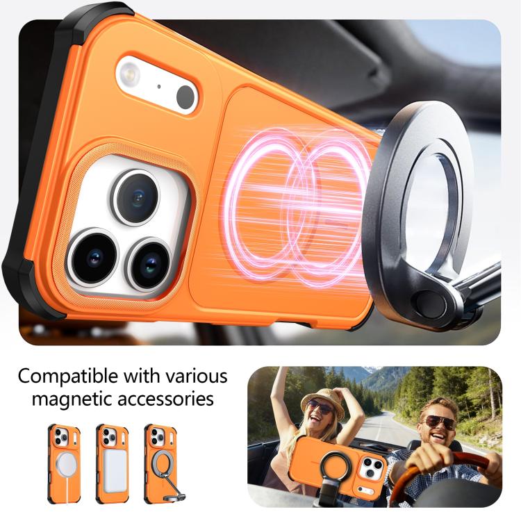 For iPhone 17 Solid Color 2 in 1 Magnetic Airbag Shockproof Phone Case