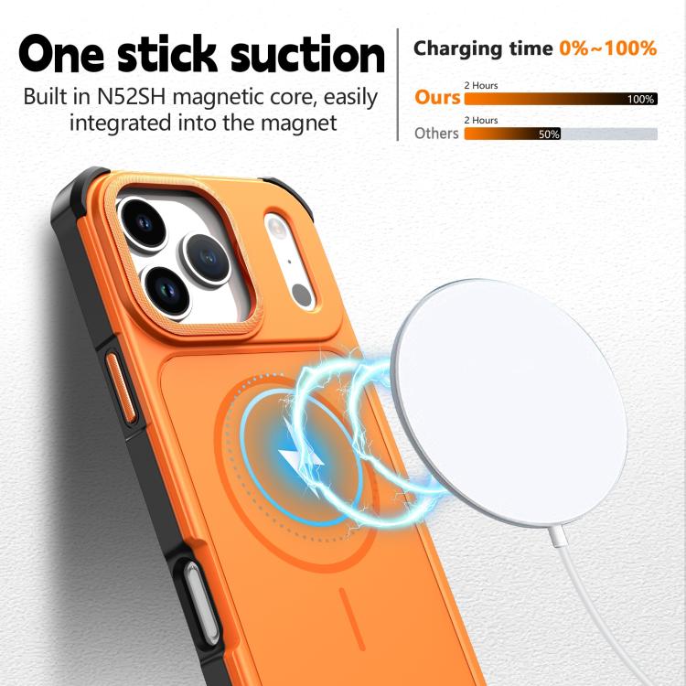 For iPhone 17 Pro Solid Color 2 in 1 Magnetic Airbag Shockproof Phone Case