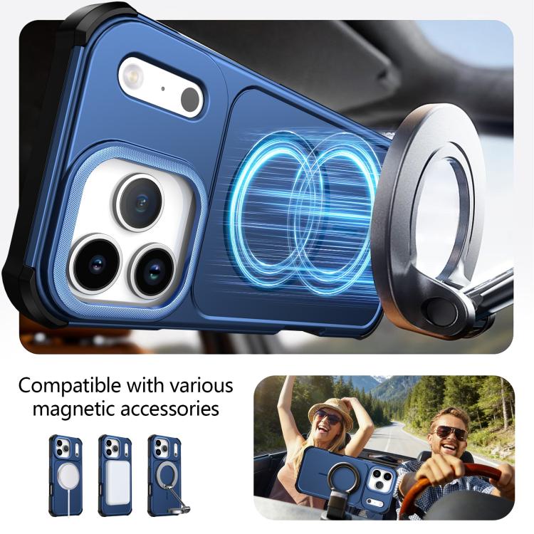 For iPhone 17 Pro Solid Color 2 in 1 Magnetic Airbag Shockproof Phone Case