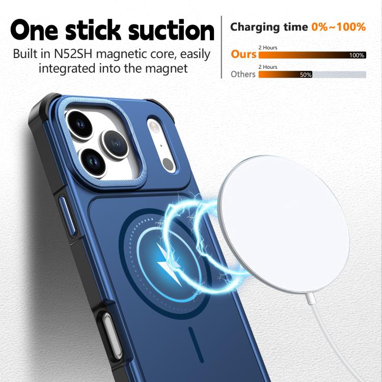For iPhone 17 Pro Solid Color 2 in 1 Magnetic Airbag Shockproof Phone Case