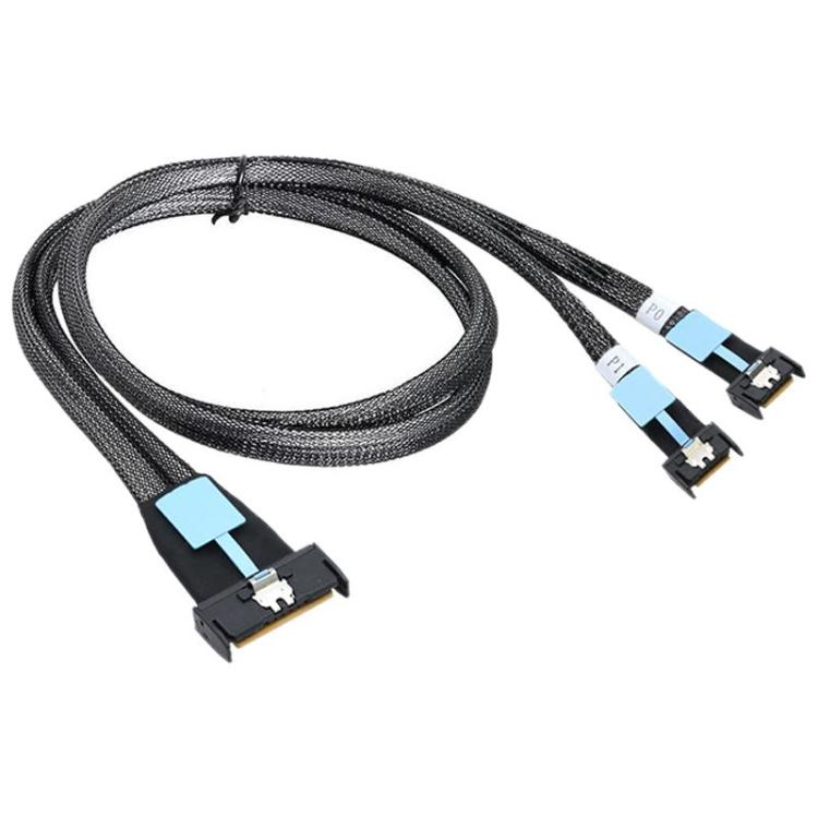 WG185 SlimeSAS MCIOx8 to 2xMCIOx4 Gen5MCIOx8 Server Data Adapter Cable, Length:0.5m - Black