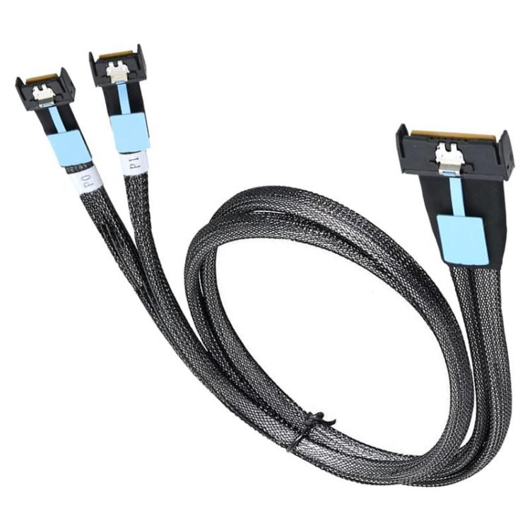 WG185 SlimeSAS MCIOx8 to 2xMCIOx4 Gen5MCIOx8 Server Data Adapter Cable, Length:0.5m - Black