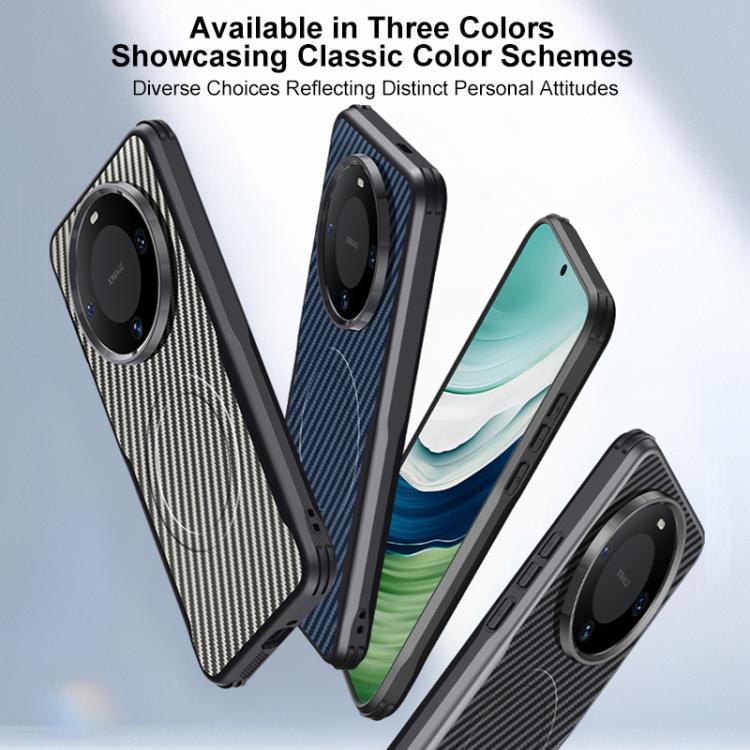 For Huawei Mate 60 Blade-Style Carbon Fiber Texture Magnetic Skin-Feel Phone Case