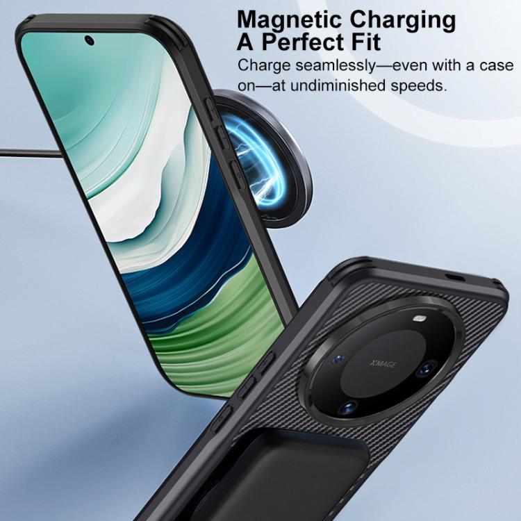 For Huawei Mate 60 Blade-Style Carbon Fiber Texture Magnetic Skin-Feel Phone Case