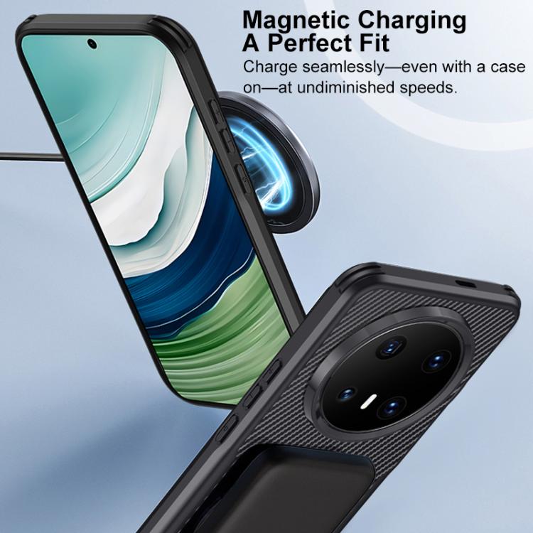 For Huawei Mate 70 Blade-Style Carbon Fiber Texture Magnetic Skin-Feel Phone Case