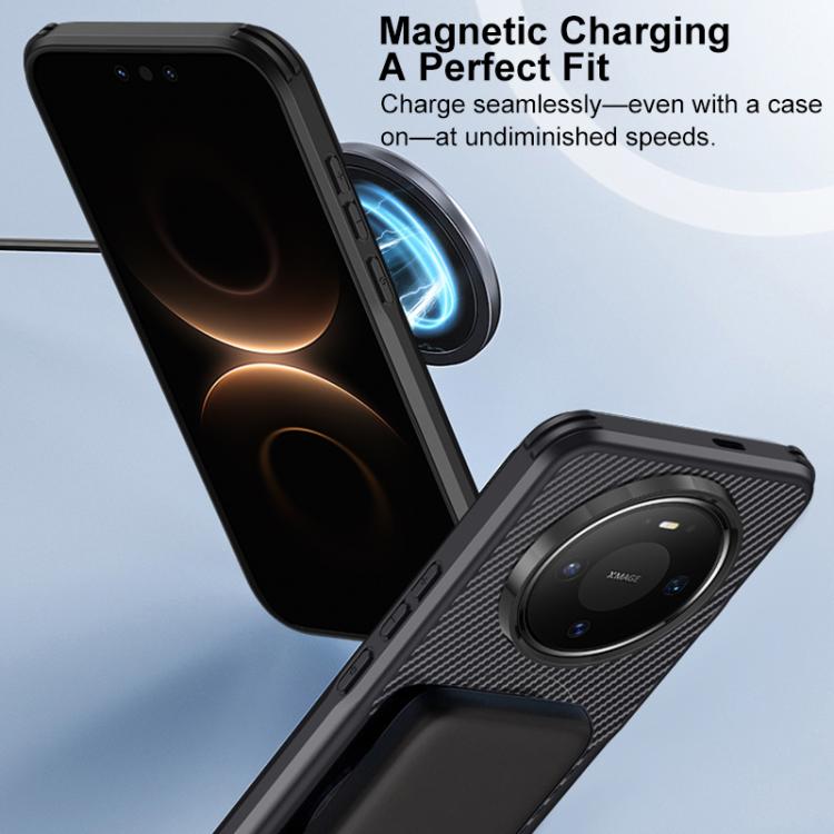 For Huawei Mate 80 Blade-Style Carbon Fiber Texture Magnetic Skin-Feel Phone Case