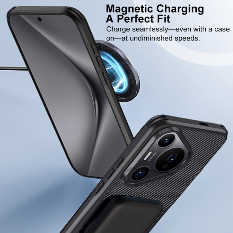 For Huawei Pura 70 Pro Blade-Style Carbon Fiber Texture Magnetic Skin-Feel Phone Case